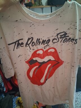 the Rolling Stones White Tee with Red Tongue Graphic
